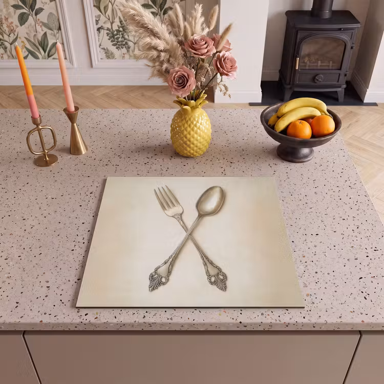 Induction hob protector - Beige - Vintage - Cutlery — 3