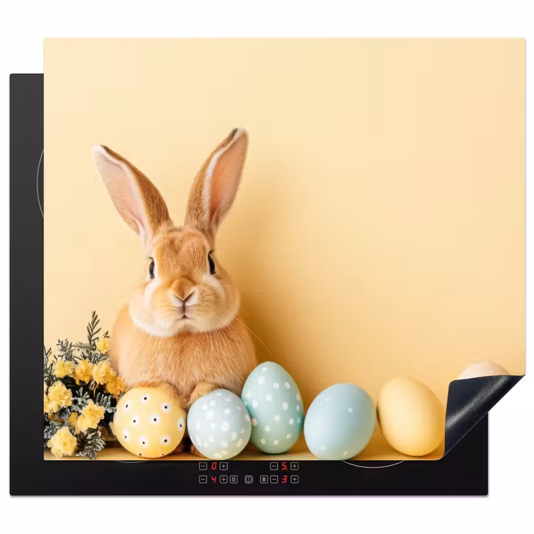 Induction hob cover - Eggs - Rabbit - Pastel shades — 1