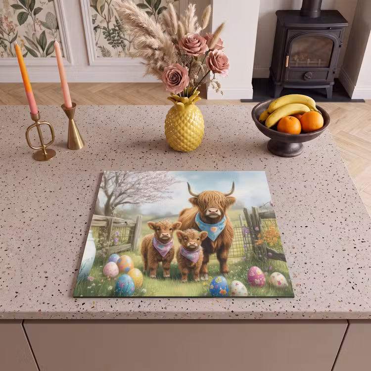 Induction hob cover - Scottish Highlanders - Easter eggs - Spring — 3