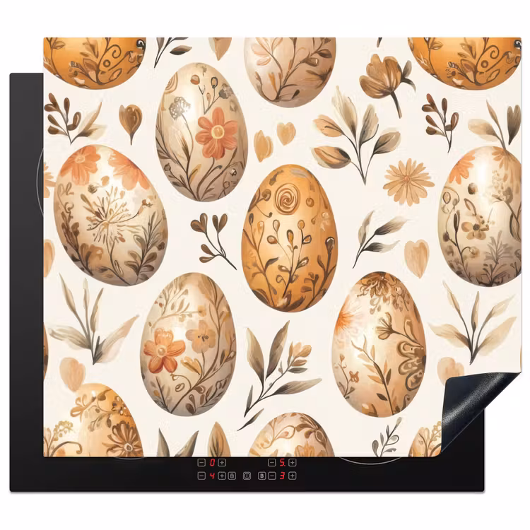 Induction hob cover - Easter Eggs - Brown - Flowers — 1