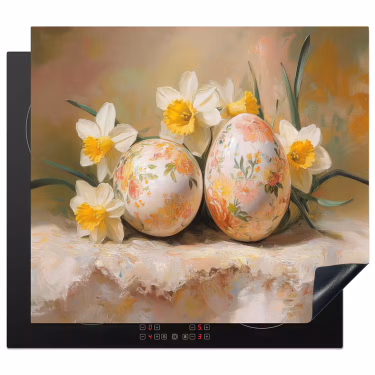 Induction hob cover - Flowers - Eggs - Painted — 1