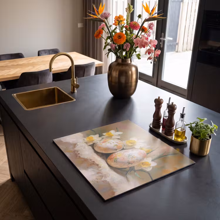 Induction hob cover - Flowers - Eggs - Painted — 2