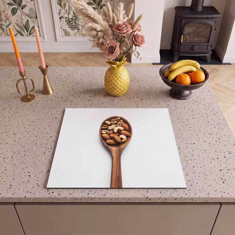 Induction hob protector - Walnut - White - Wood — 3