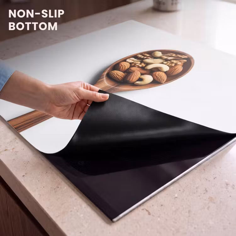 Induction hob protector - Walnut - White - Wood — 5