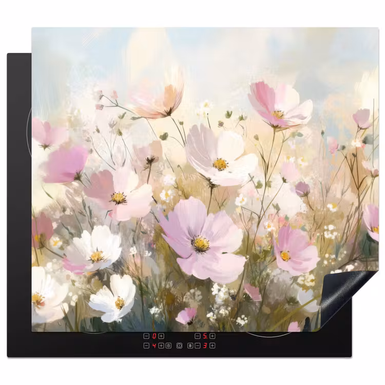 Induction hob protector - Field of flowers - Light shades - Painted — 1