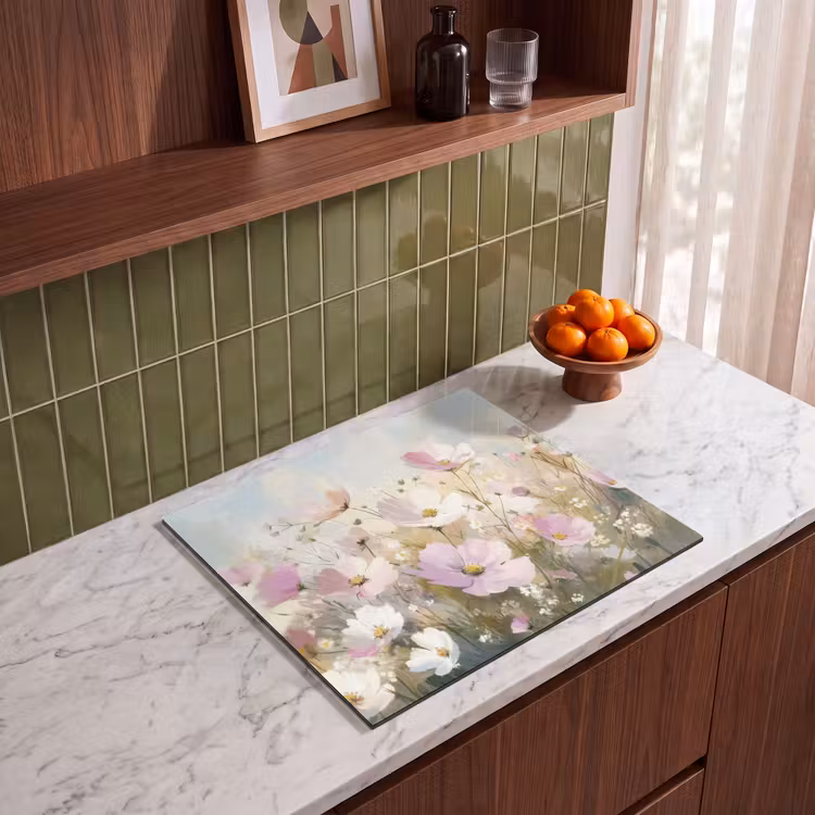 Induction hob protector - Field of flowers - Light shades - Painted — 4