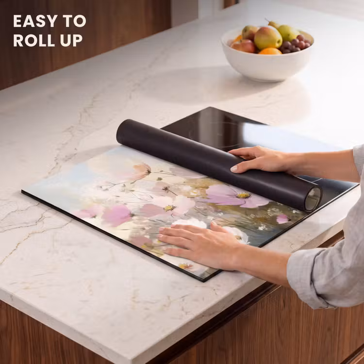 Induction hob protector - Field of flowers - Light shades - Painted — 6
