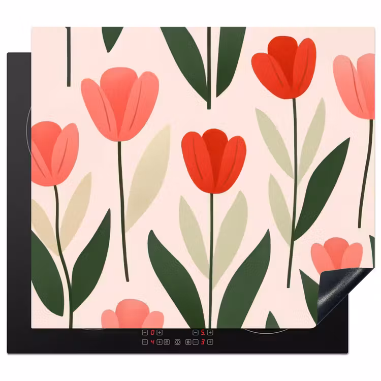 Induction hob protector - Tulips - Modern - Pink — 1