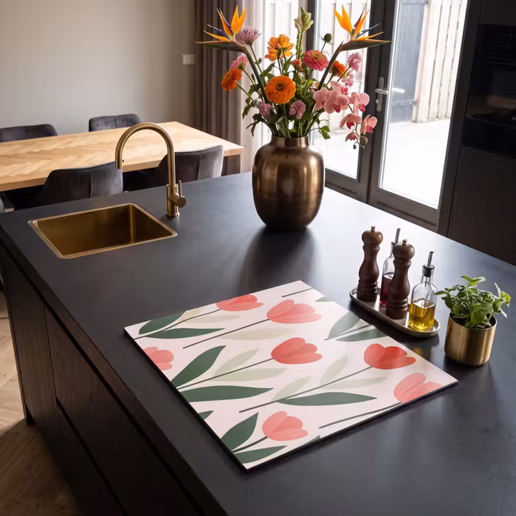 Induction hob protector - Tulips - Modern - Pink — 2
