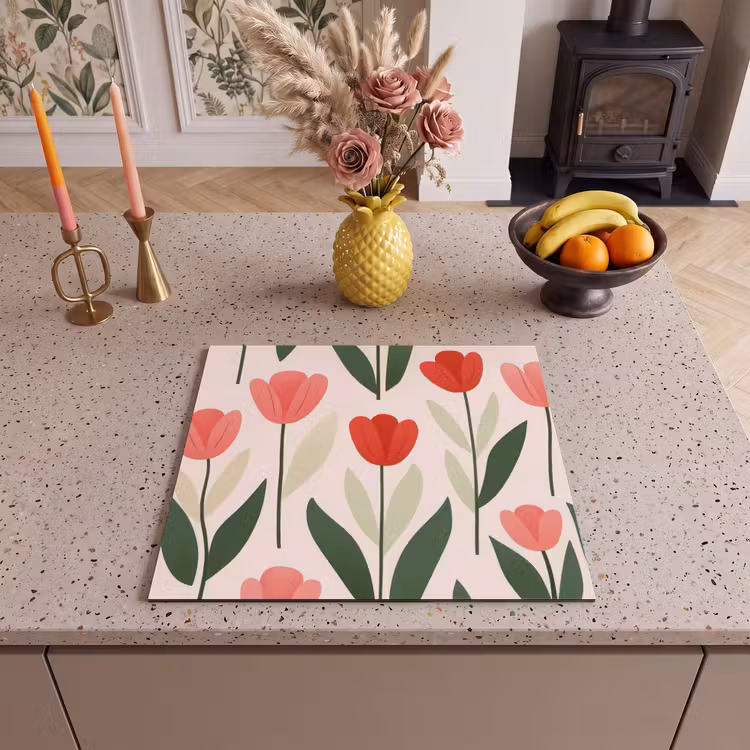 Induction hob protector - Tulips - Modern - Pink — 3