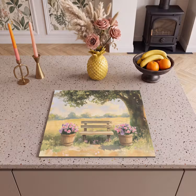 Induction hob protector - Wooden bench - Flower pots - Landscape — 3