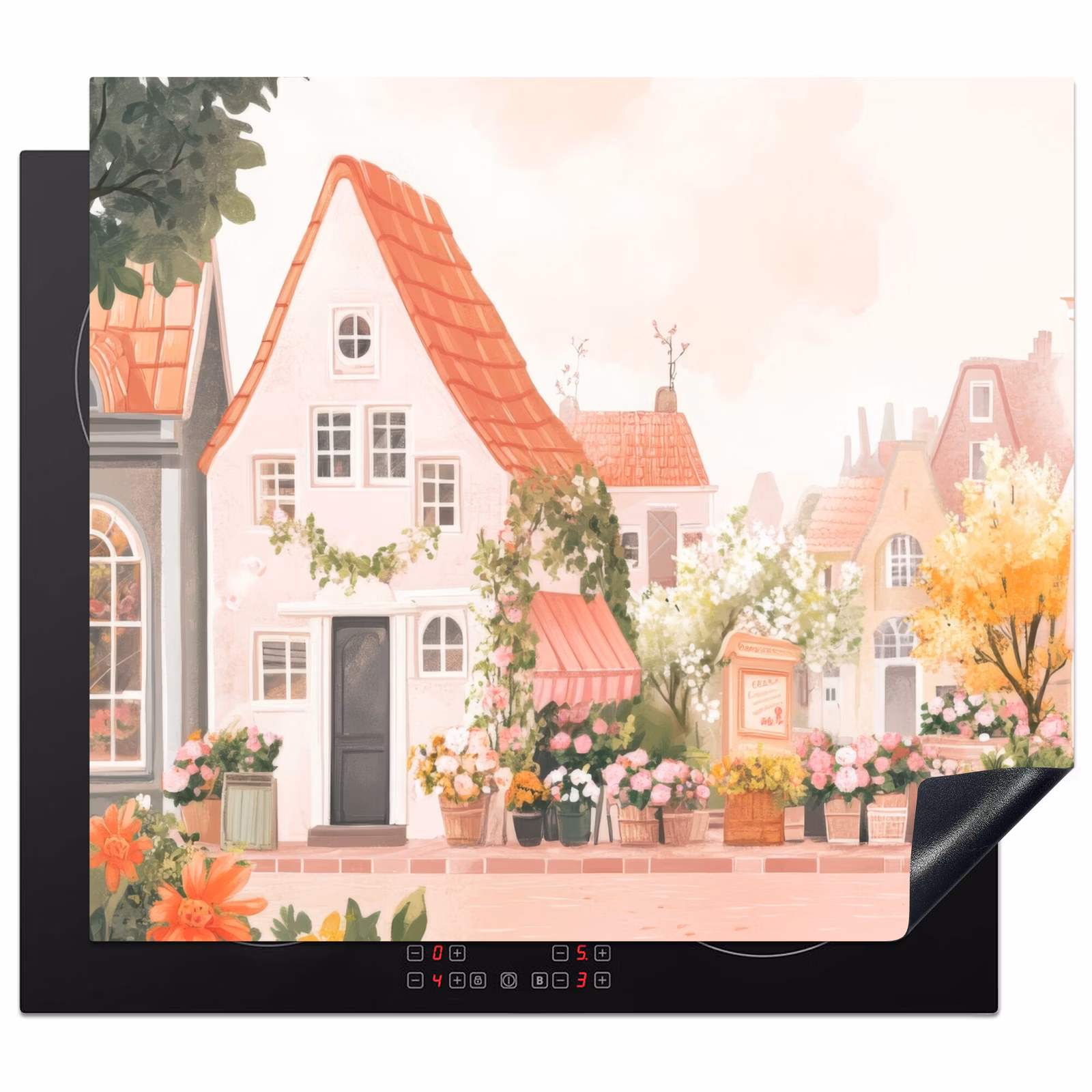 Induction hob protector - Flowers - Houses - Village — 1