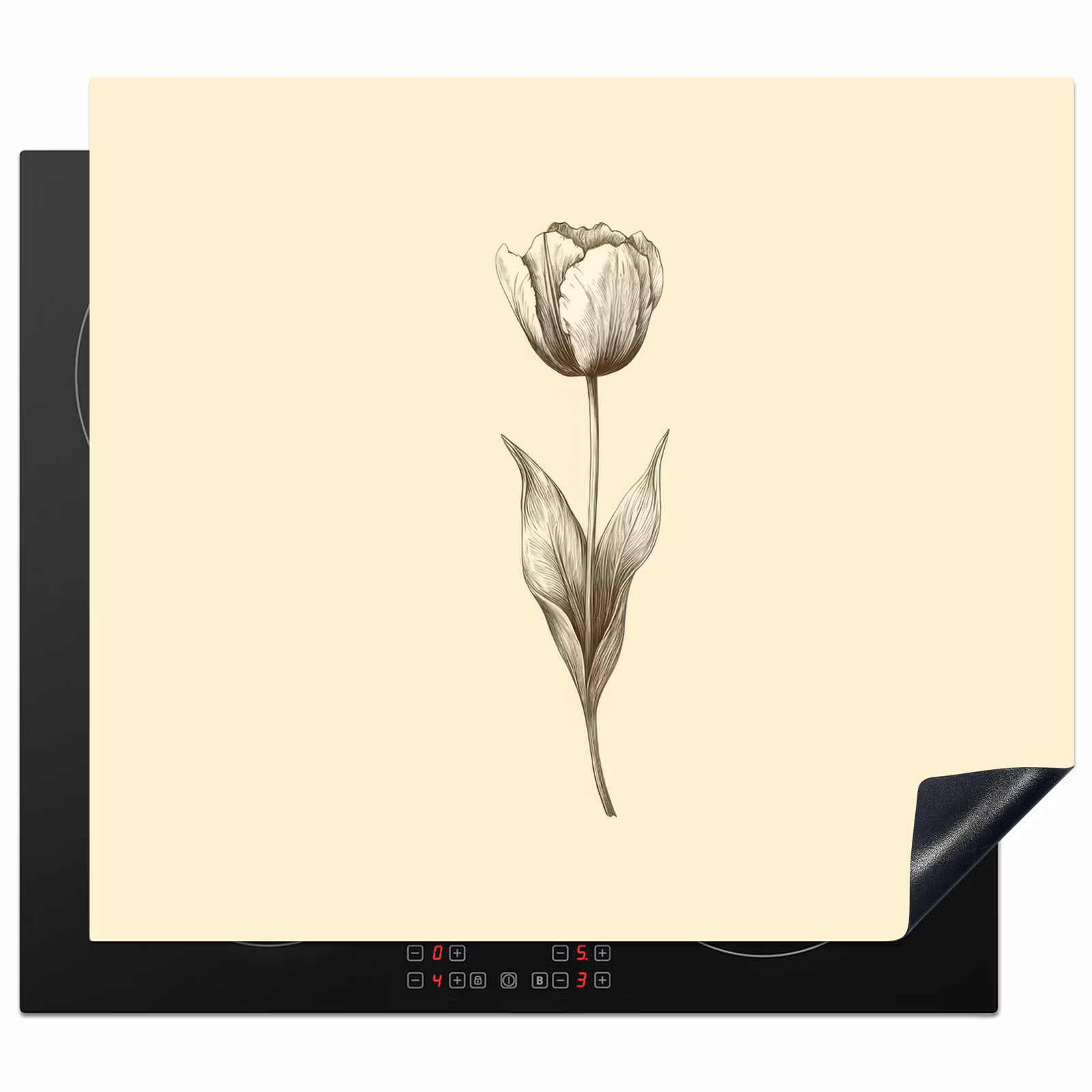 Induction hob protector - Illustration - Tulip - Black — 1