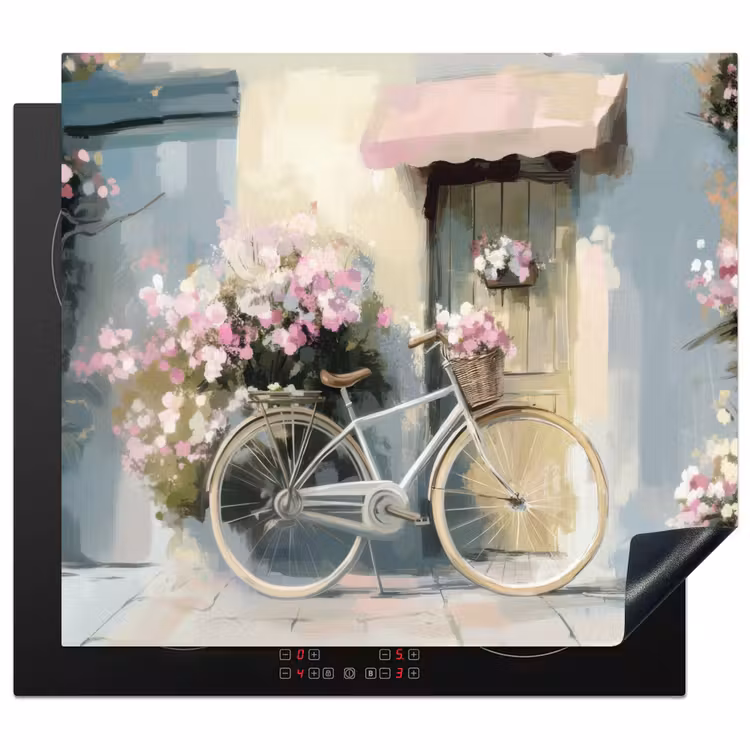 Induction hob protector - Bicycle - Pastel colors - Flowers — 1