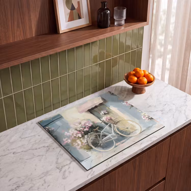 Induction hob protector - Bicycle - Pastel colors - Flowers — 4