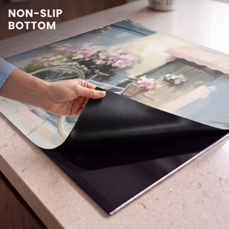 Induction hob protector - Bicycle - Pastel colors - Flowers — 5
