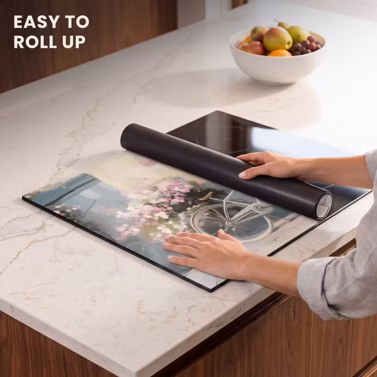 Induction hob protector - Bicycle - Pastel colors - Flowers — 6