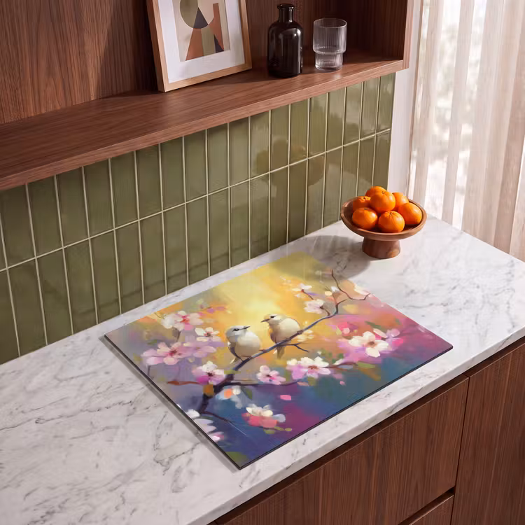 Induction hob protector - Birds - Flowers - Pink — 4