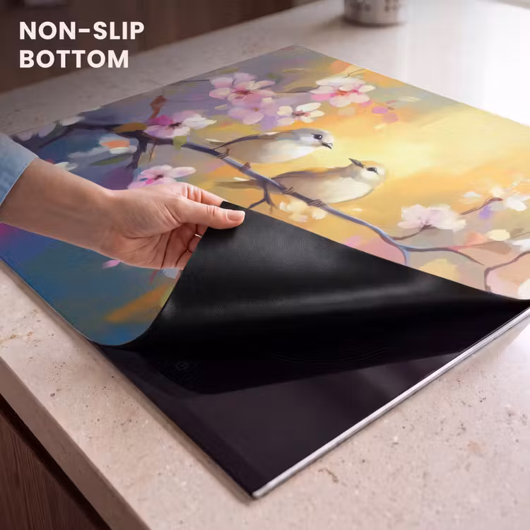 Induction hob protector - Birds - Flowers - Pink — 5