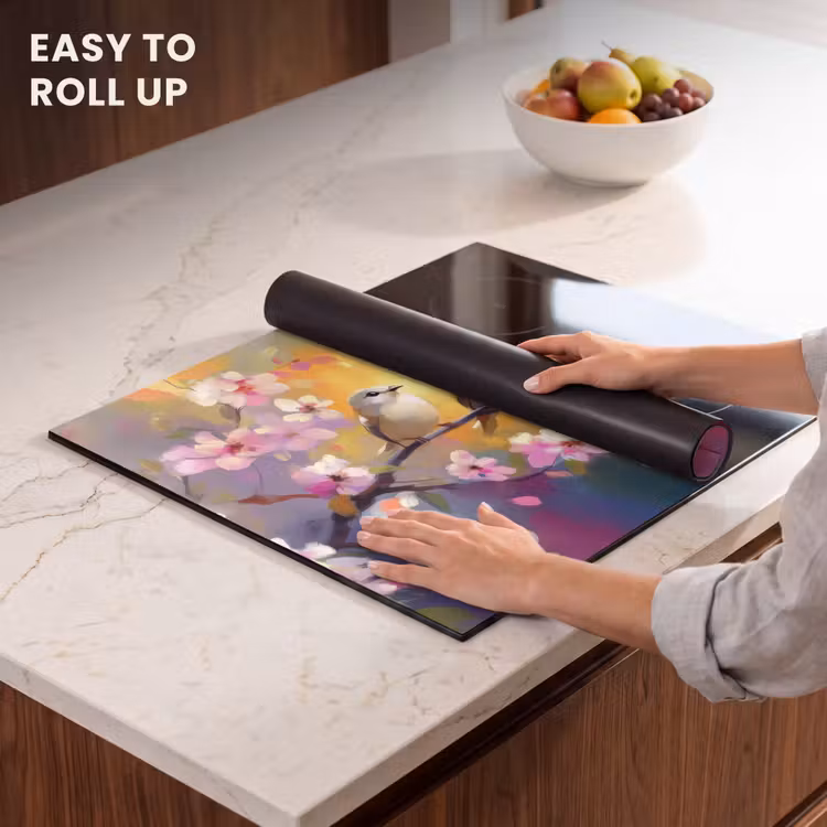 Induction hob protector - Birds - Flowers - Pink — 6