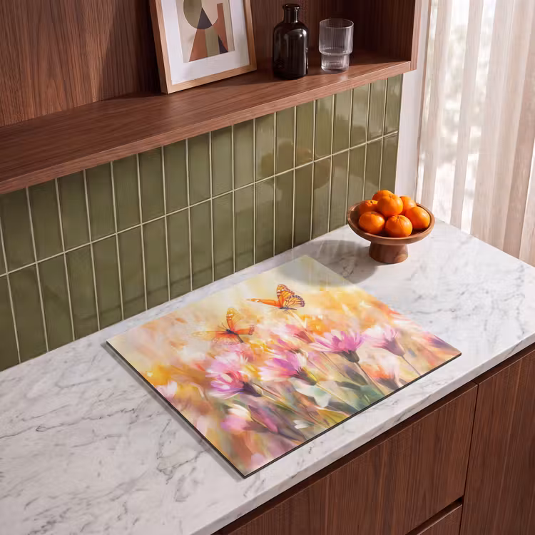 Induction hob protector - Butterflies - Orange - Flowers — 4