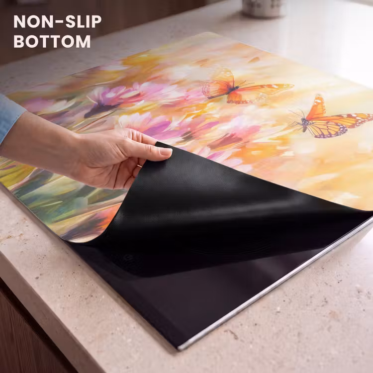 Induction hob protector - Butterflies - Orange - Flowers — 5