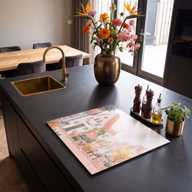 Induction hob protector - Flowers - Houses - Village — 2