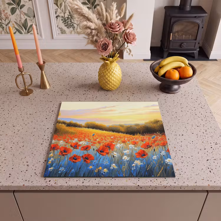 Induction hob protector - Poppy - Field of flowers - Colorful — 3