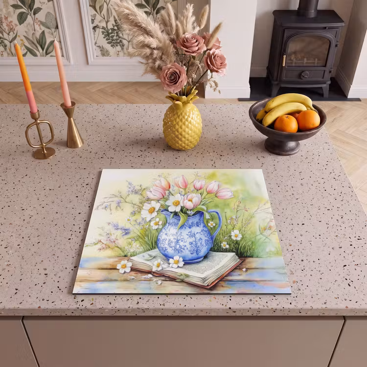 Induction hob protector - Vase - Delft blue - Daisies — 3