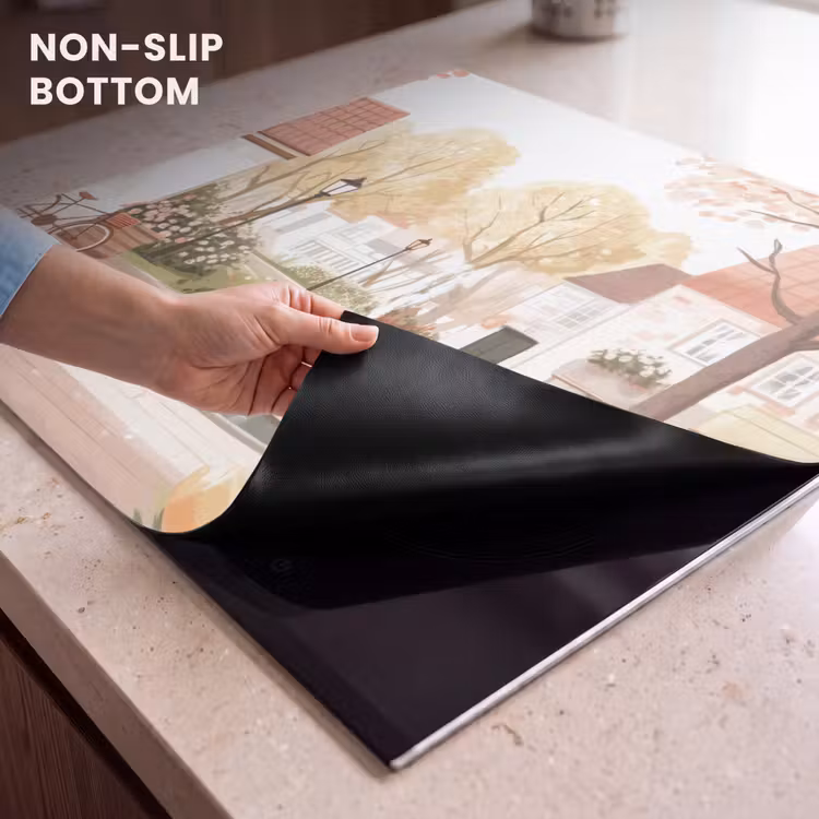 Induction hob protector - Village square - Fountain - Tulips — 5