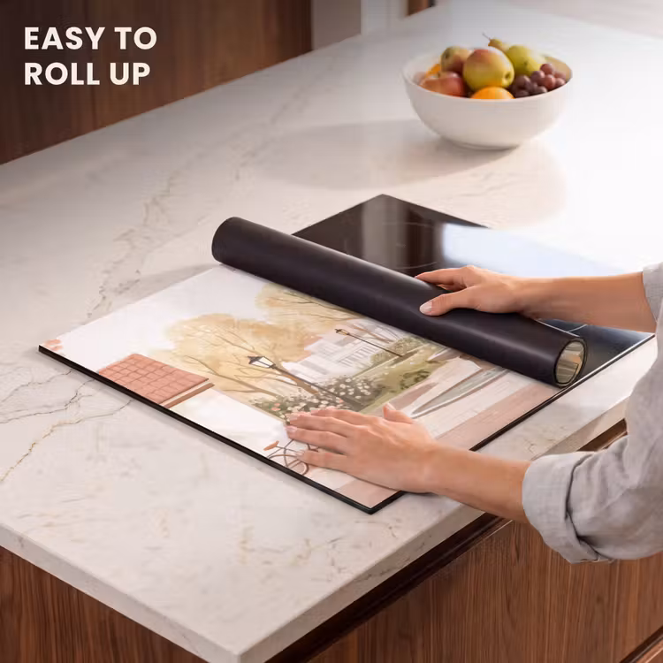 Induction hob protector - Village square - Fountain - Tulips — 6