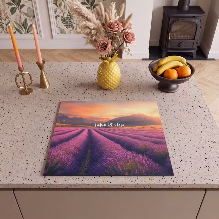 Induction hob protector - Lavender Field - Quote - Sunset — 3