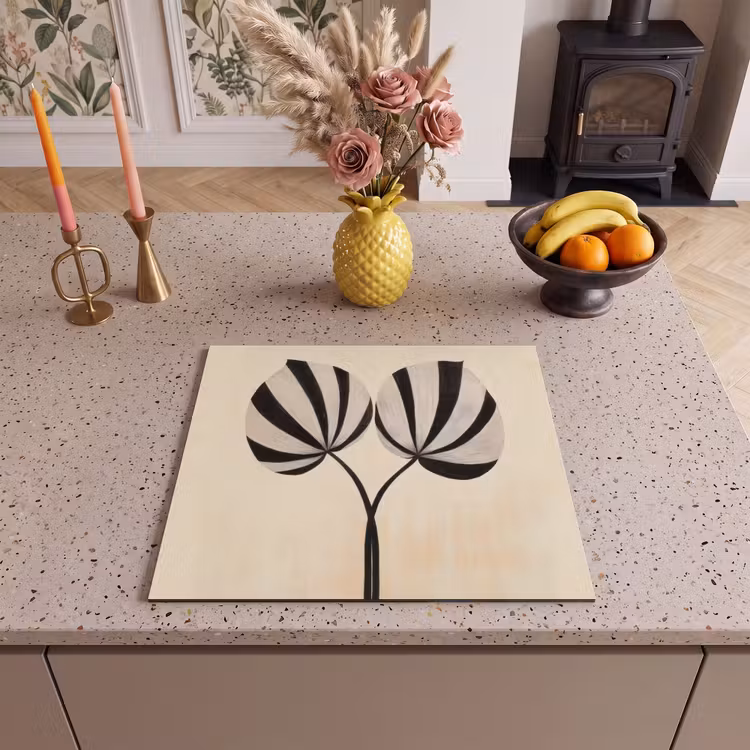 Induction hob protector - Leaves - Striped - Stem - Beige — 3