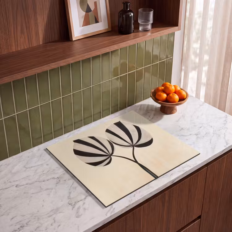 Induction hob protector - Leaves - Striped - Stem - Beige — 4