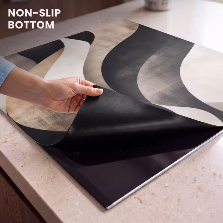 Induction hob protector - Abstract - Waves - Black - Weathered — 5