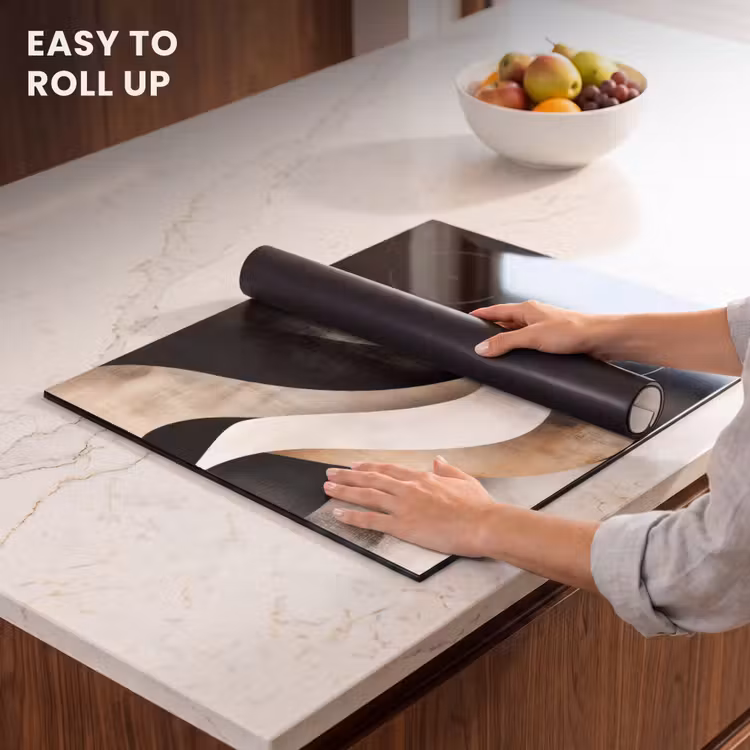 Induction hob protector - Abstract - Waves - Black - Weathered — 6