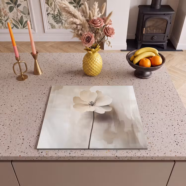 Induction hob protector - Flower - Beige - Paint - Shadow — 3