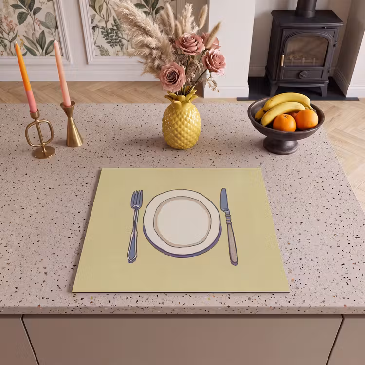 Induction hob protector - Illustration - Plate - Cutlery - Beige — 3