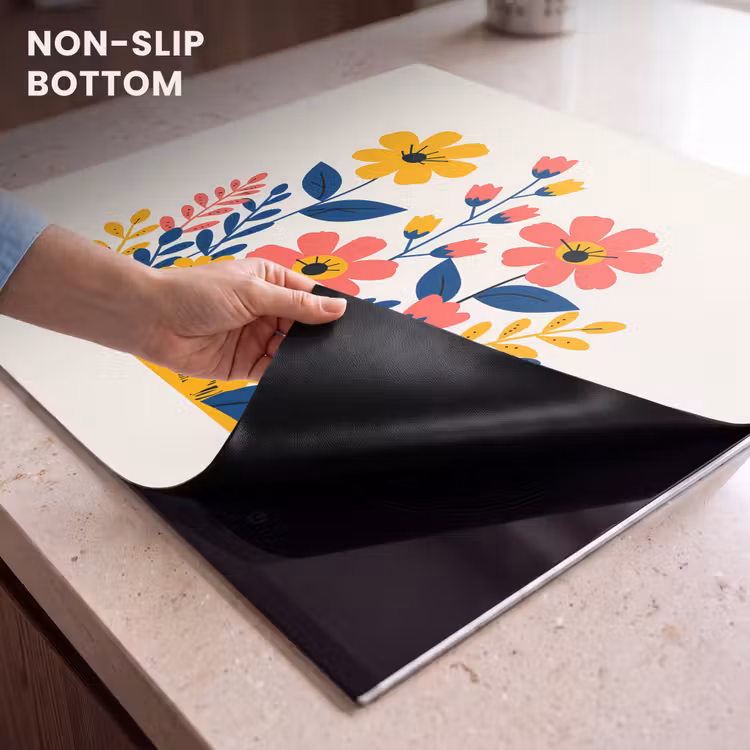 Induction hob protector - Illustration - Flowers - Leaves - Pink — 5