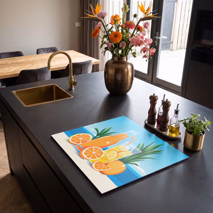Induction hob protector - Oranges - Ice cubes - Sea - Illustration — 2