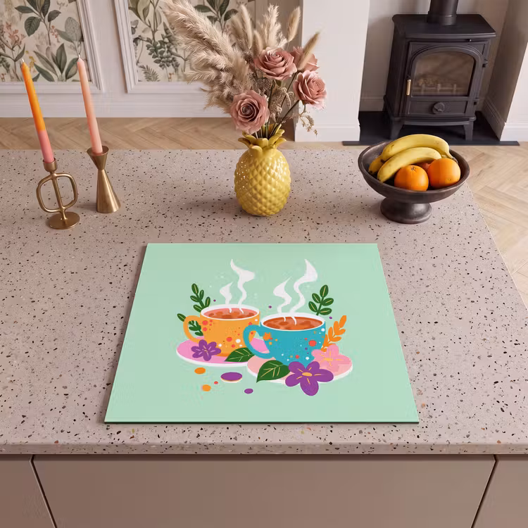 Induction hob protector - Tea - Illustration - Cups - Flowers — 3