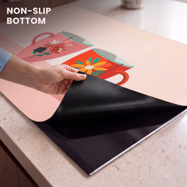 Induction hob protector - Teacups - Floral patterns - Pink - Tea bags — 4