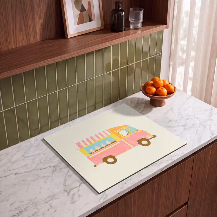 Induction hob protector - Ice cream cart - Retro - Soft ice creams - Pink — 4
