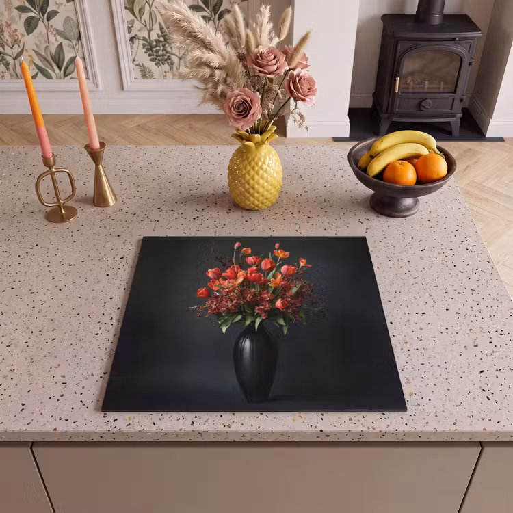 Induction hob protector - Bouquet - Tulips - Vase - Red — 3