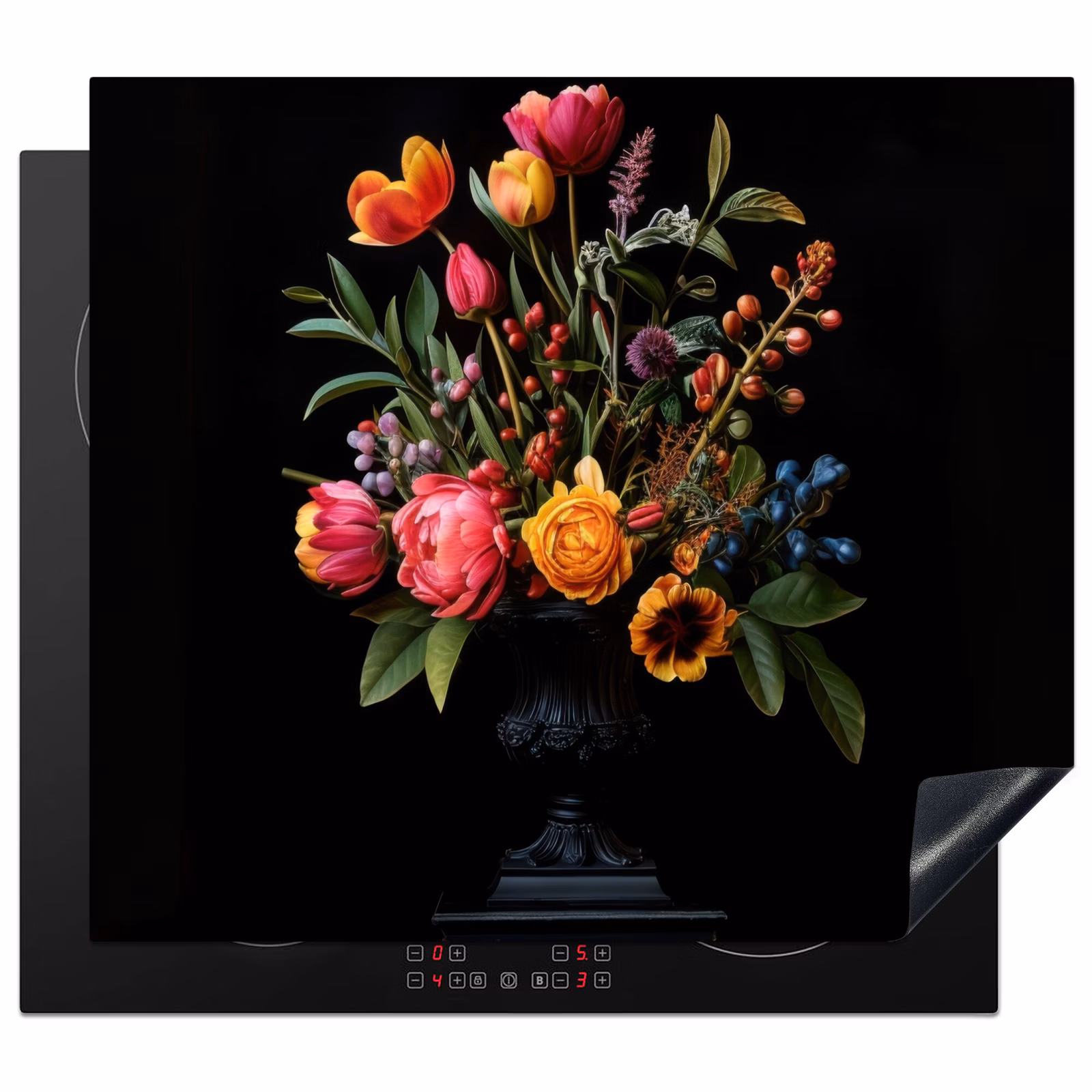 Induction hob protector - Tulips - Berries - Bouquet - Vase — 1