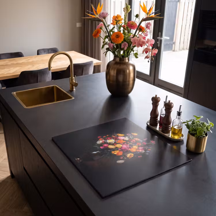 Induction hob protector - Colorful - Bouquet - Vase - Dark brown — 2