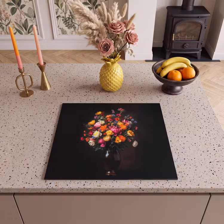 Induction hob protector - Colorful - Bouquet - Vase - Dark brown — 3