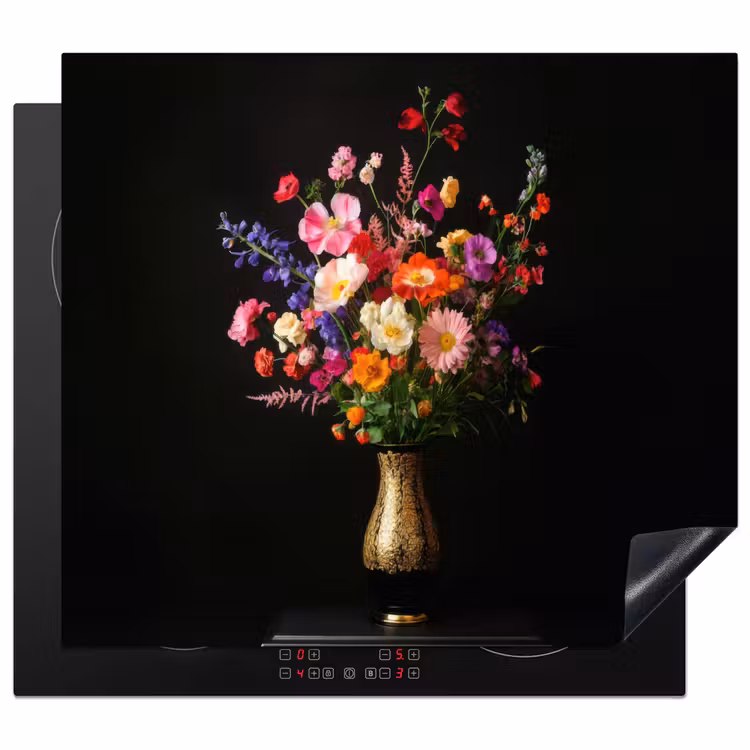 Induction hob protector - Colorful - Bouquet - Vase - Gold — 1