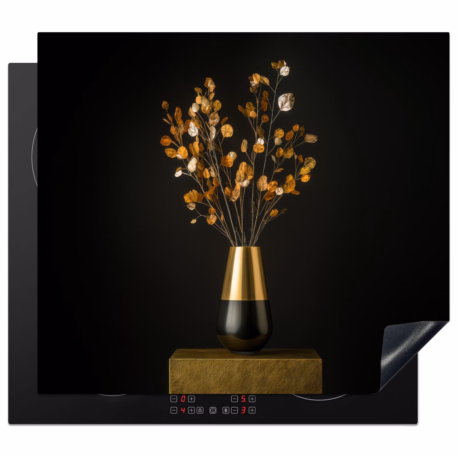 Induction hob protector - Golden brown - Leaves - Vase - Autumnal — 1