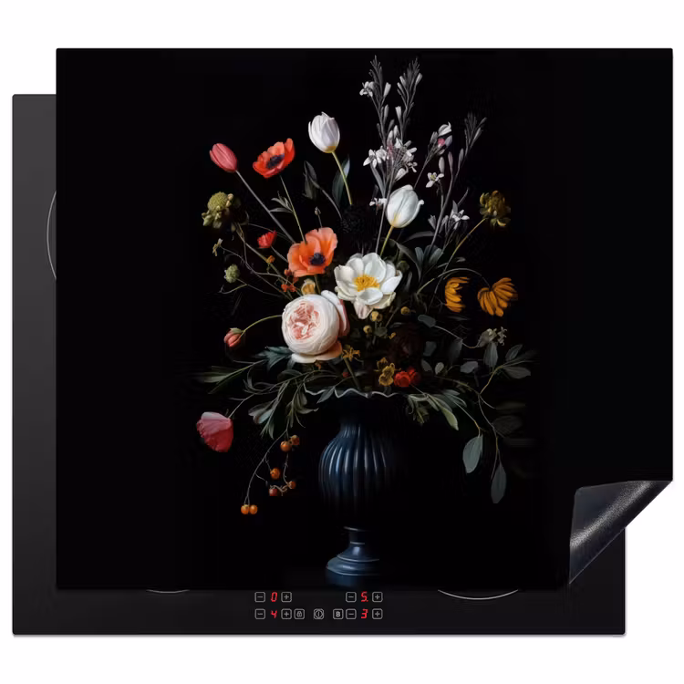 Induction hob protector - Flower arrangement - Vase - Black — 1